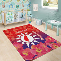 Personalised Taiwan Area Rug Taiwanese Map Mix Prunus Mume Blossoms - Wonder Print Shop