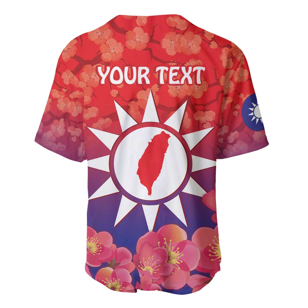 Personalised Taiwan Baseball Jersey Taiwanese Map Mix Prunus Mume Blossoms - Wonder Print Shop