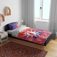 Personalised Taiwan Bedding Set Taiwanese Map Mix Prunus Mume Blossoms - Wonder Print Shop