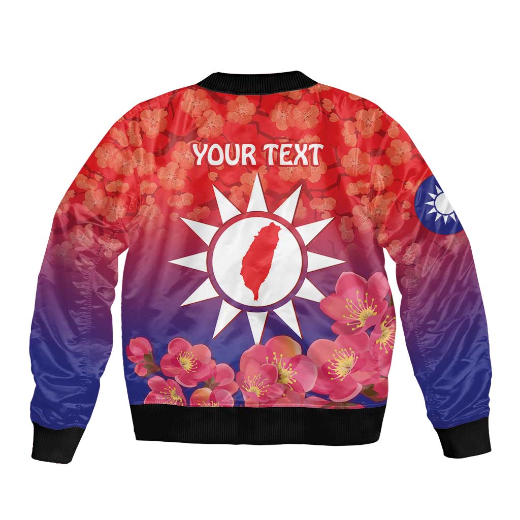 Personalised Taiwan Bomber Jacket Taiwanese Map Mix Prunus Mume Blossoms - Wonder Print Shop