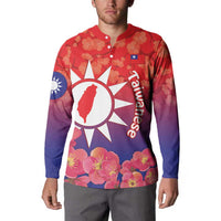 Personalised Taiwan Button Sweatshirt Taiwanese Map Mix Prunus Mume Blossoms - Wonder Print Shop