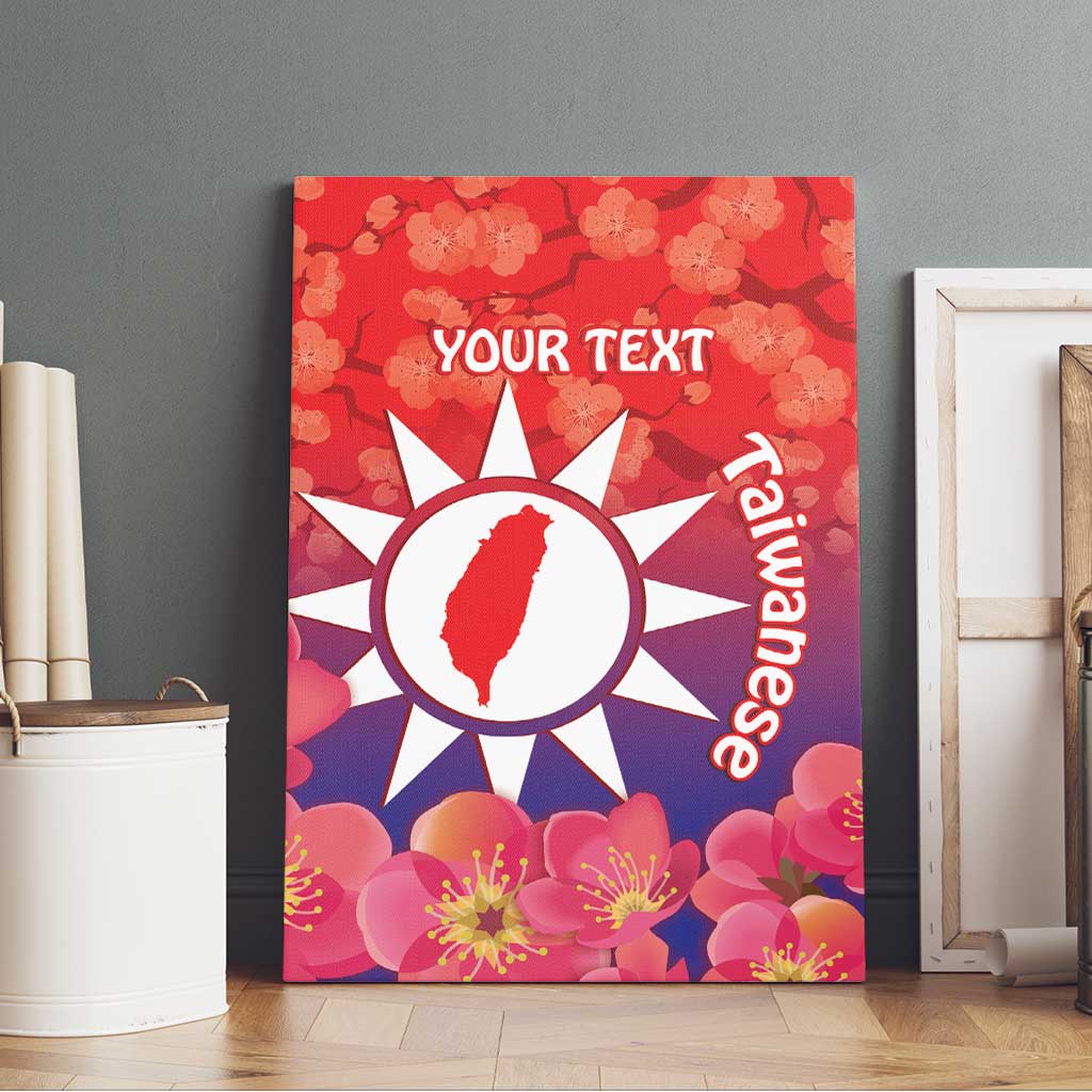 Personalised Taiwan Canvas Wall Art Taiwanese Map Mix Prunus Mume Blossoms - Wonder Print Shop