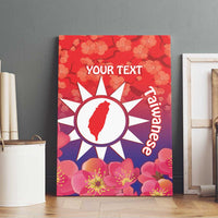 Personalised Taiwan Canvas Wall Art Taiwanese Map Mix Prunus Mume Blossoms - Wonder Print Shop