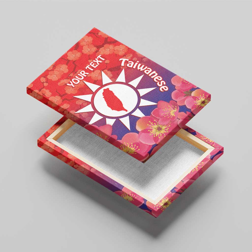 Personalised Taiwan Canvas Wall Art Taiwanese Map Mix Prunus Mume Blossoms - Wonder Print Shop