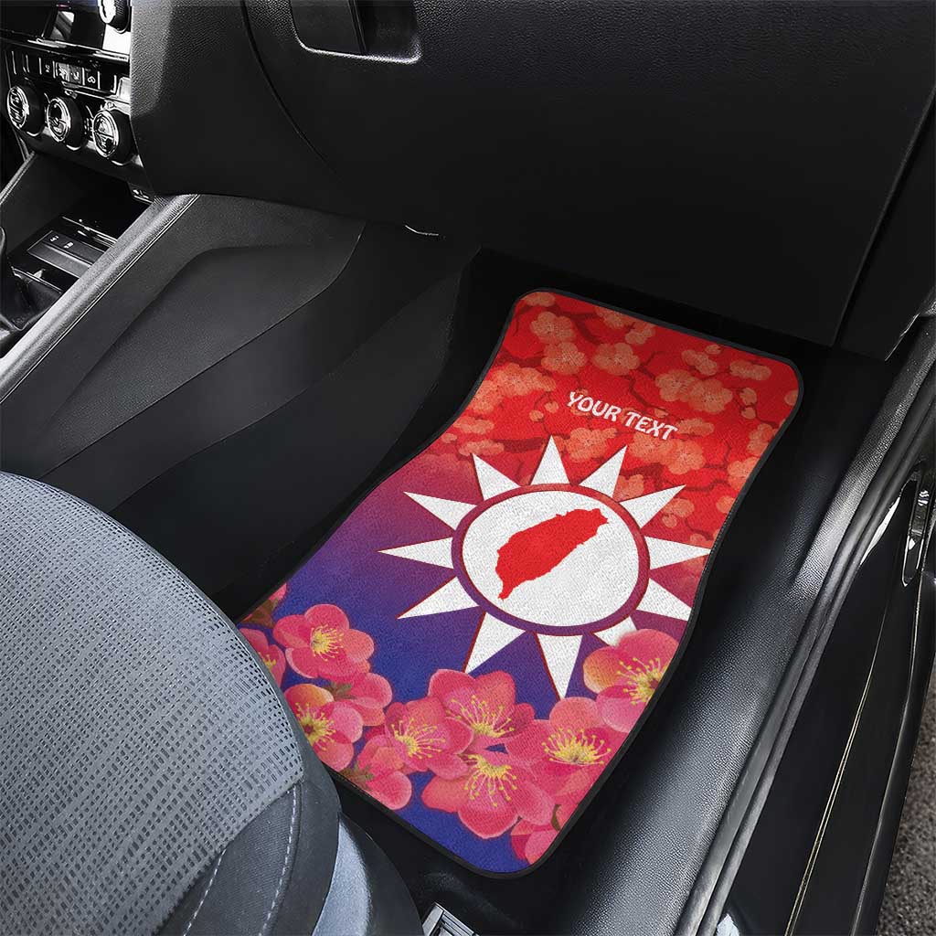 Personalised Taiwan Car Mats Taiwanese Map Mix Prunus Mume Blossoms - Wonder Print Shop