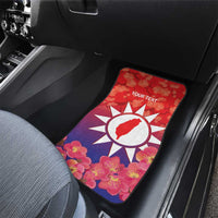 Personalised Taiwan Car Mats Taiwanese Map Mix Prunus Mume Blossoms - Wonder Print Shop