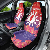 Personalised Taiwan Car Seat Cover Taiwanese Map Mix Prunus Mume Blossoms - Wonder Print Shop