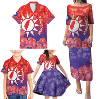 Personalised Taiwan Family Matching Puletasi and Hawaiian Shirt Taiwanese Map Mix Prunus Mume Blossoms - Wonder Print Shop