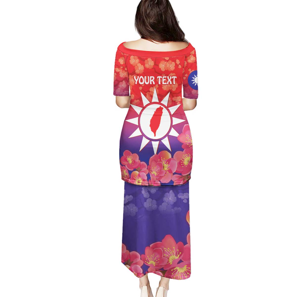 Personalised Taiwan Family Matching Puletasi and Hawaiian Shirt Taiwanese Map Mix Prunus Mume Blossoms - Wonder Print Shop