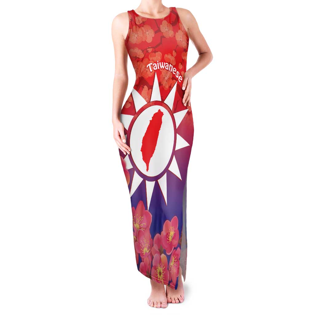 Personalised Taiwan Family Matching Tank Maxi Dress and Hawaiian Shirt Taiwanese Map Mix Prunus Mume Blossoms - Wonder Print Shop