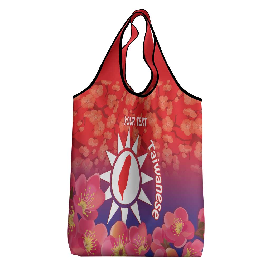 Personalised Taiwan Grocery Bag Taiwanese Map Mix Prunus Mume Blossoms