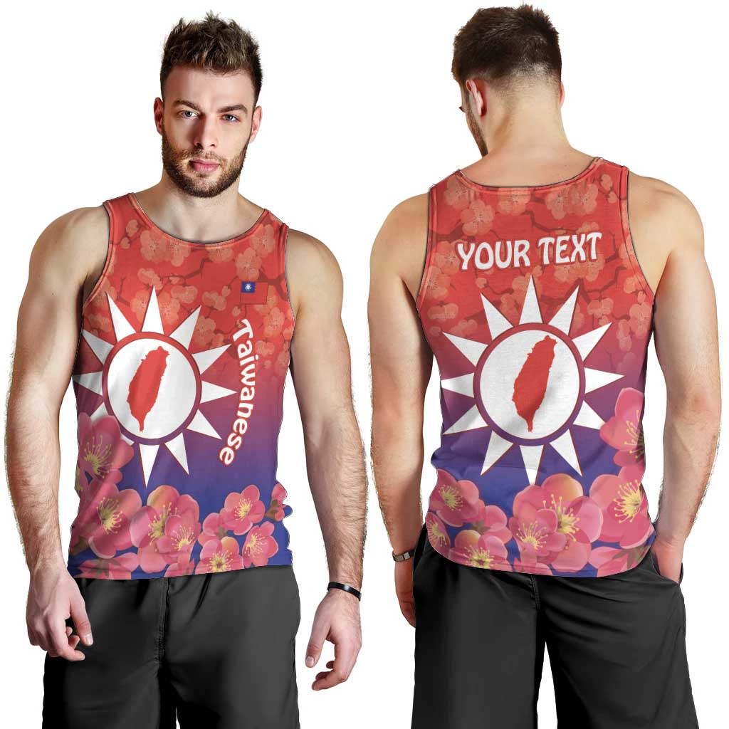 Personalised Taiwan Men Tank Top Taiwanese Map Mix Prunus Mume Blossoms - Wonder Print Shop