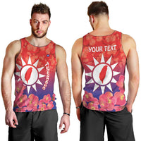 Personalised Taiwan Men Tank Top Taiwanese Map Mix Prunus Mume Blossoms - Wonder Print Shop