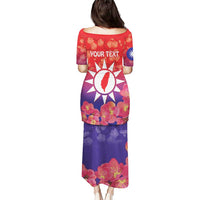 Personalised Taiwan Puletasi Taiwanese Map Mix Prunus Mume Blossoms - Wonder Print Shop