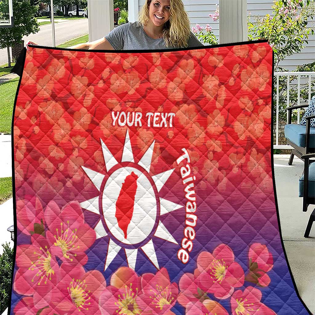 Personalised Taiwan Quilt Taiwanese Map Mix Prunus Mume Blossoms - Wonder Print Shop