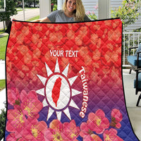 Personalised Taiwan Quilt Taiwanese Map Mix Prunus Mume Blossoms - Wonder Print Shop