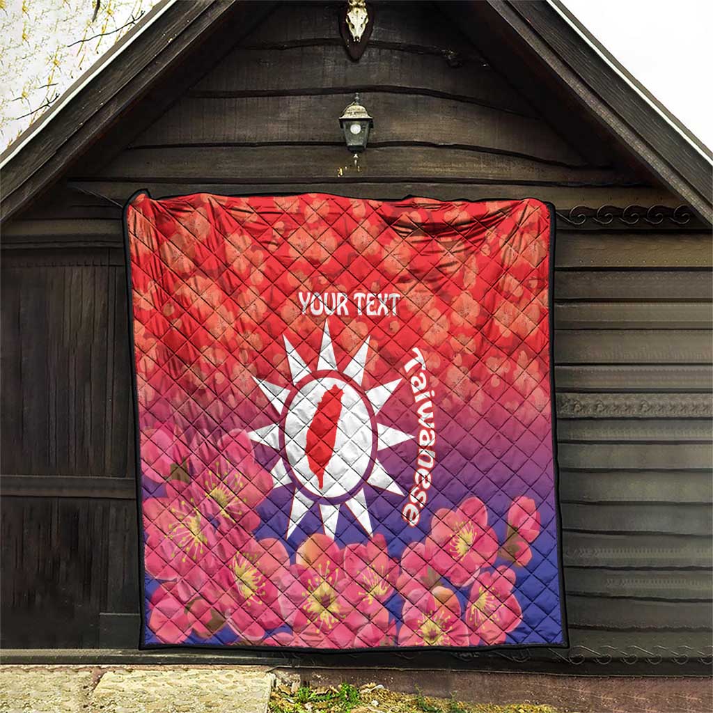 Personalised Taiwan Quilt Taiwanese Map Mix Prunus Mume Blossoms - Wonder Print Shop