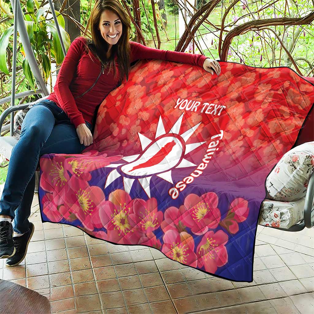 Personalised Taiwan Quilt Taiwanese Map Mix Prunus Mume Blossoms - Wonder Print Shop