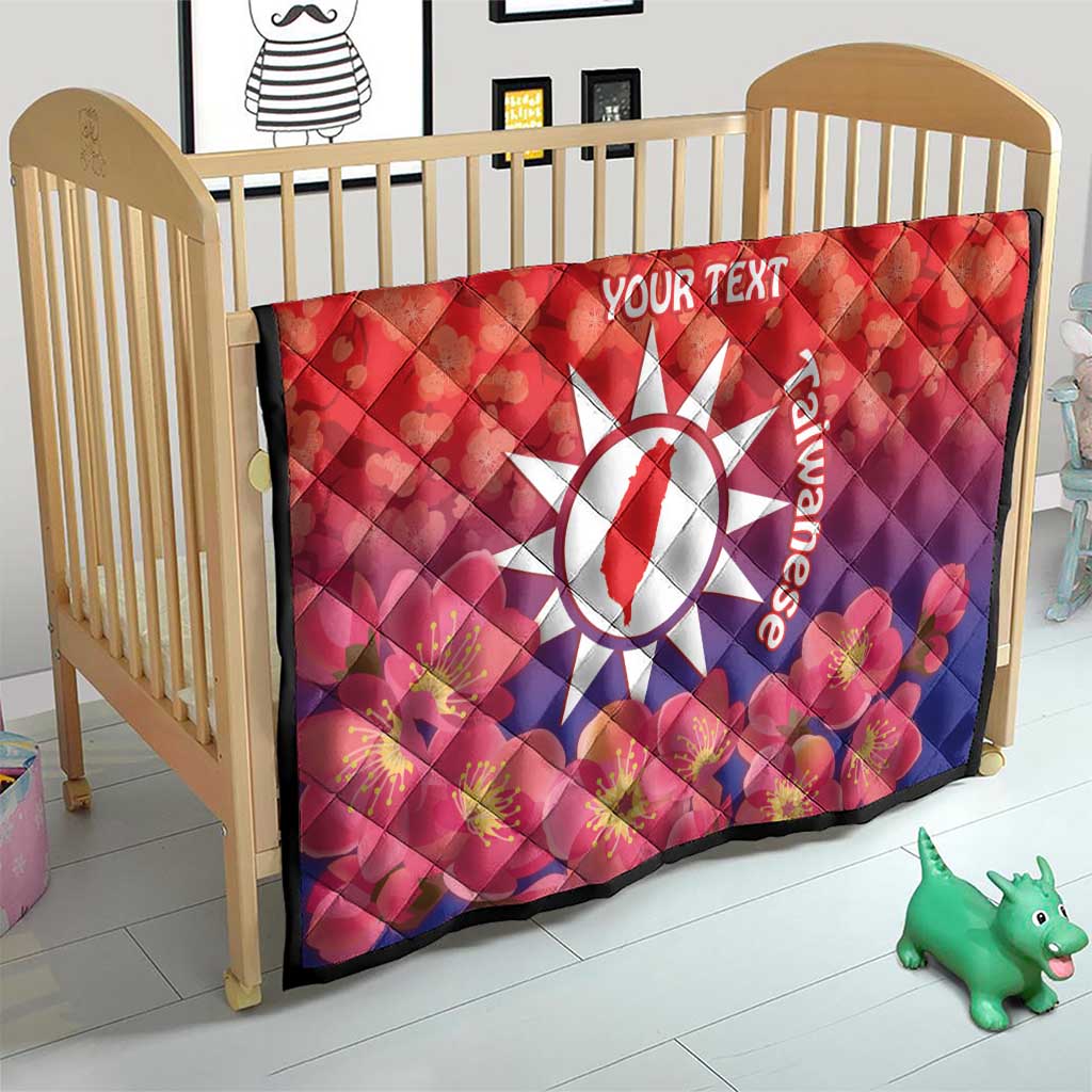 Personalised Taiwan Quilt Taiwanese Map Mix Prunus Mume Blossoms - Wonder Print Shop