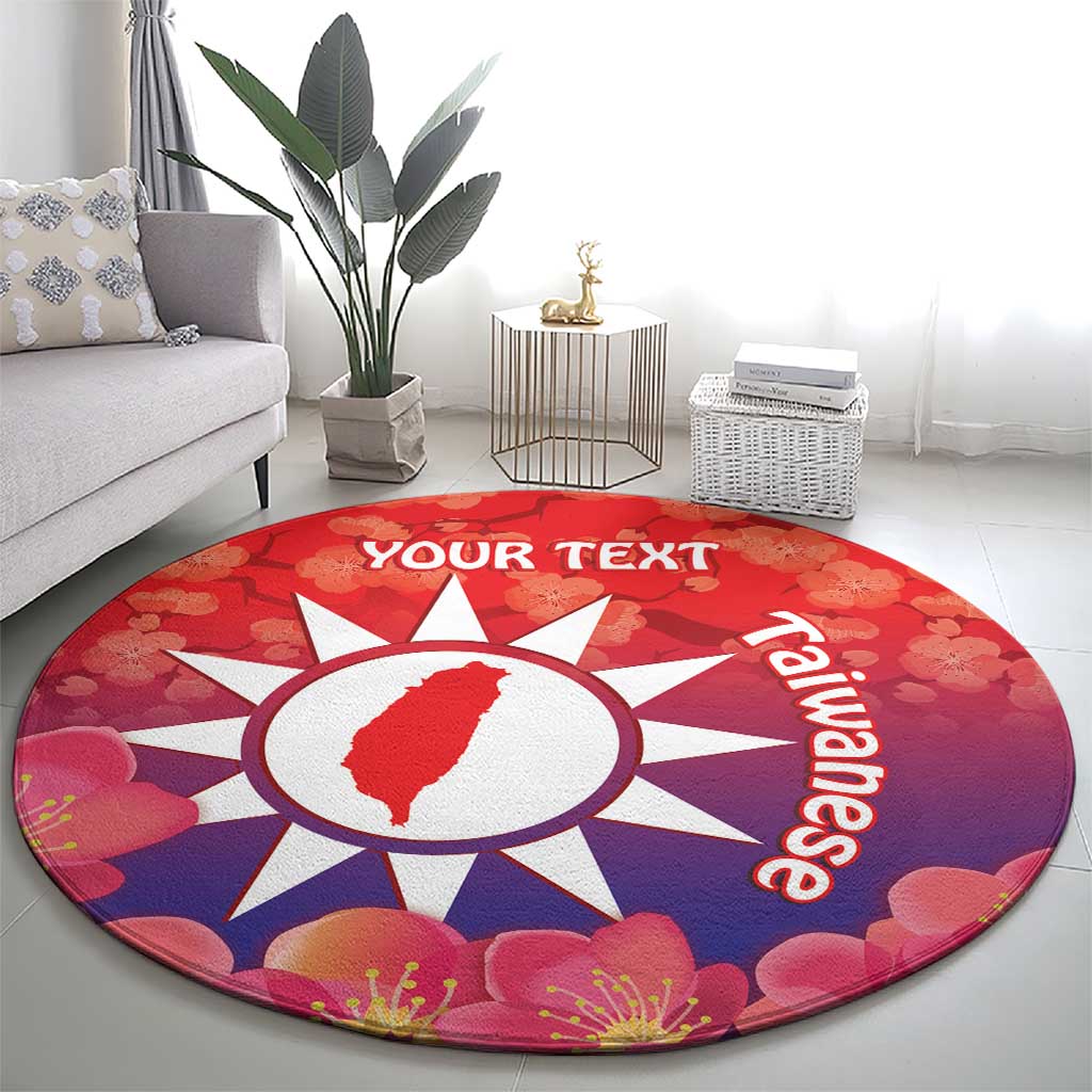 Personalised Taiwan Round Carpet Taiwanese Map Mix Prunus Mume Blossoms
