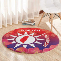Personalised Taiwan Round Carpet Taiwanese Map Mix Prunus Mume Blossoms