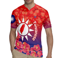 Personalised Taiwan Rugby Jersey Taiwanese Map Mix Prunus Mume Blossoms - Wonder Print Shop