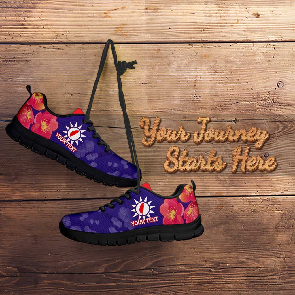 Personalised Taiwan Sneakers Taiwanese Map Mix Prunus Mume Blossoms - Wonder Print Shop