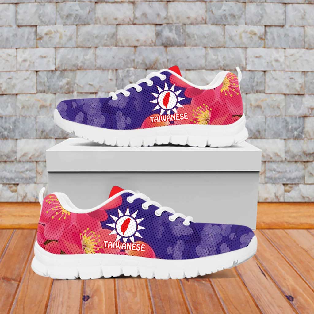 Personalised Taiwan Sneakers Taiwanese Map Mix Prunus Mume Blossoms - Wonder Print Shop