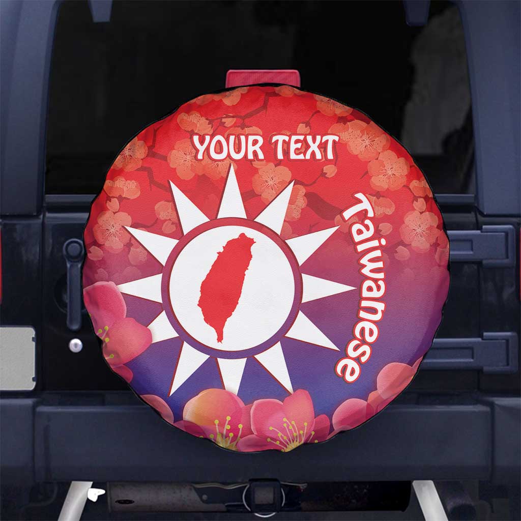 Personalised Taiwan Spare Tire Cover Taiwanese Map Mix Prunus Mume Blossoms - Wonder Print Shop