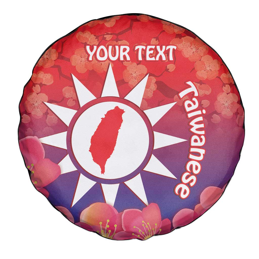 Personalised Taiwan Spare Tire Cover Taiwanese Map Mix Prunus Mume Blossoms - Wonder Print Shop