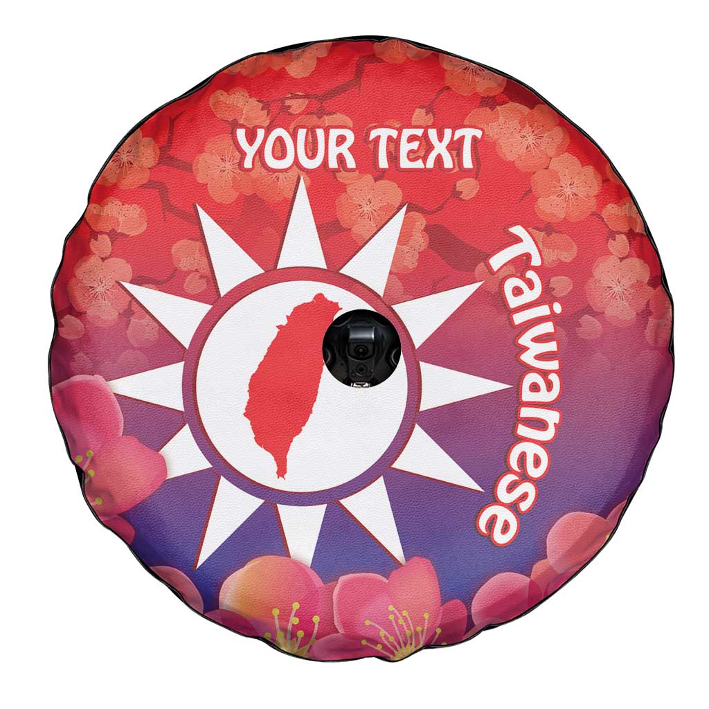 Personalised Taiwan Spare Tire Cover Taiwanese Map Mix Prunus Mume Blossoms - Wonder Print Shop