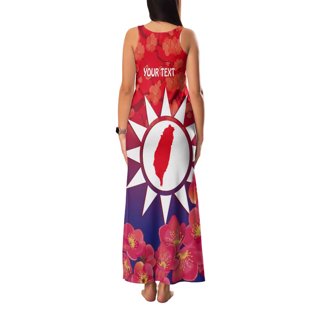 Personalised Taiwan Tank Maxi Dress Taiwanese Map Mix Prunus Mume Blossoms - Wonder Print Shop