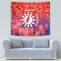 Personalised Taiwan Tapestry Taiwanese Map Mix Prunus Mume Blossoms - Wonder Print Shop