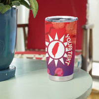 Personalised Taiwan Tumbler Cup Taiwanese Map Mix Prunus Mume Blossoms - Wonder Print Shop