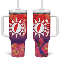Personalised Taiwan Tumbler With Handle Taiwanese Map Mix Prunus Mume Blossoms - Wonder Print Shop