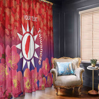 Personalised Taiwan Window Curtain Taiwanese Map Mix Prunus Mume Blossoms - Wonder Print Shop