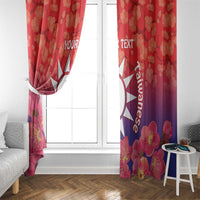 Personalised Taiwan Window Curtain Taiwanese Map Mix Prunus Mume Blossoms - Wonder Print Shop