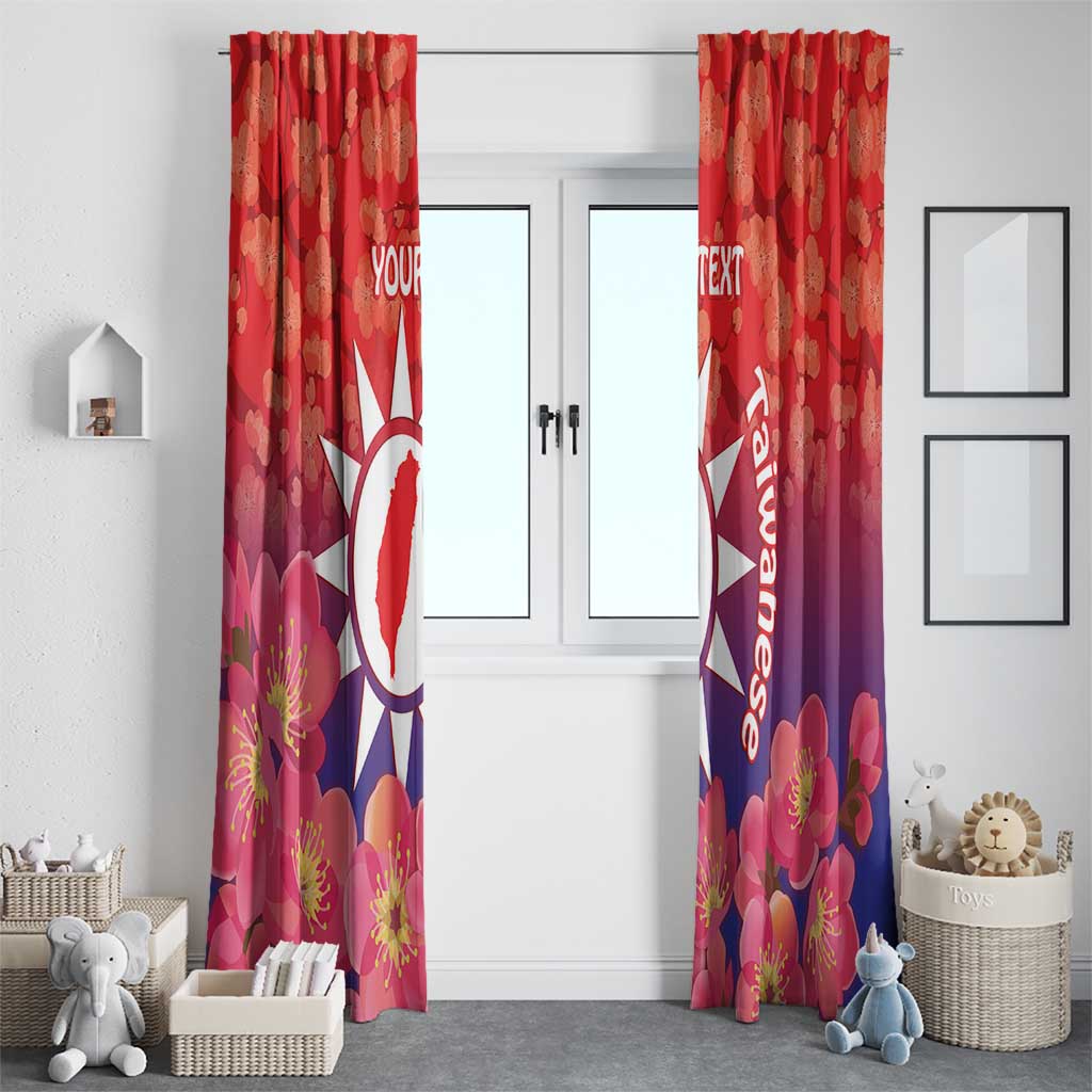 Personalised Taiwan Window Curtain Taiwanese Map Mix Prunus Mume Blossoms - Wonder Print Shop