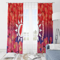 Personalised Taiwan Window Curtain Taiwanese Map Mix Prunus Mume Blossoms - Wonder Print Shop