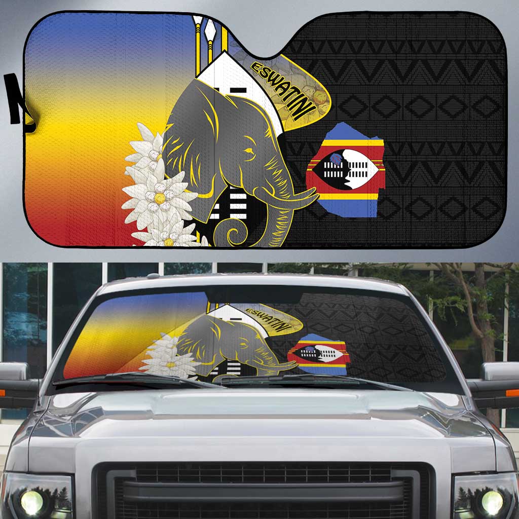 Eswatini Independence Day Auto Sun Shade Swaziland Nguni Shield African Pattern - Wonder Print Shop