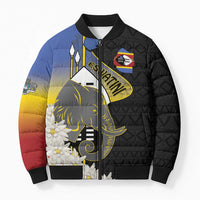 Eswatini Independence Day Bomber Puffer Jacket Swaziland Nguni Shield African Pattern - Wonder Print Shop