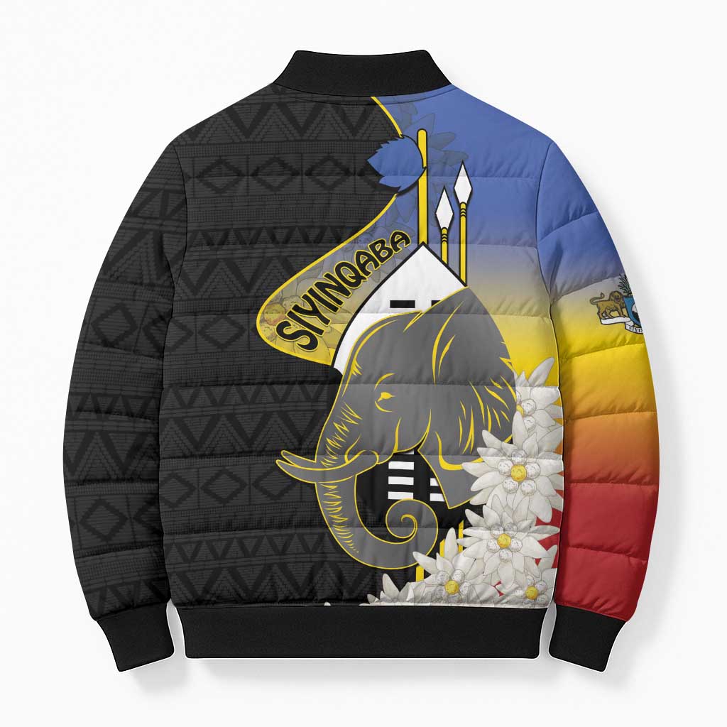 Eswatini Independence Day Bomber Puffer Jacket Swaziland Nguni Shield African Pattern - Wonder Print Shop