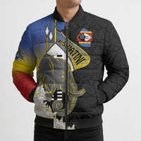 Eswatini Independence Day Bomber Puffer Jacket Swaziland Nguni Shield African Pattern - Wonder Print Shop