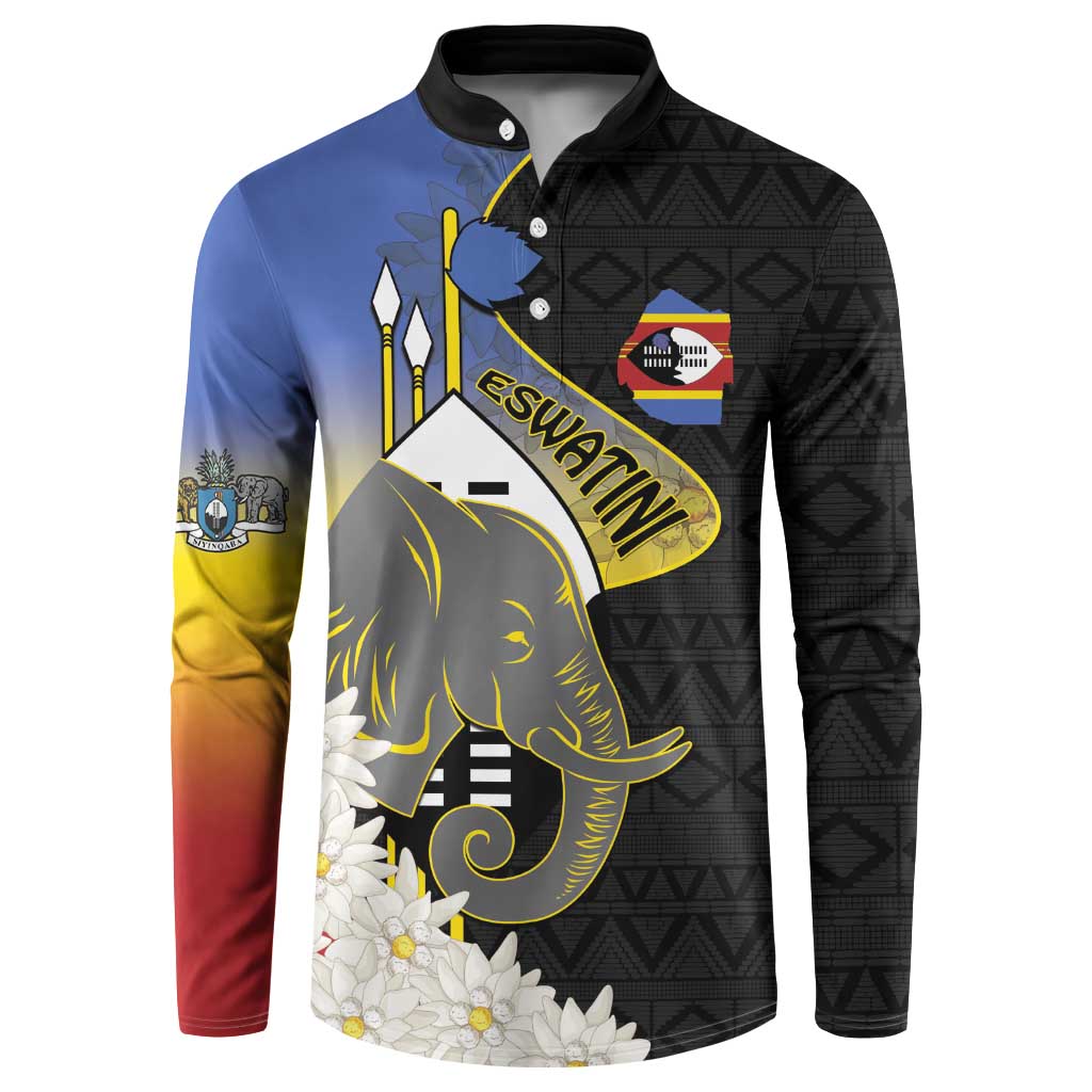 Eswatini Independence Day Button Sweatshirt Swaziland Nguni Shield African Pattern - Wonder Print Shop