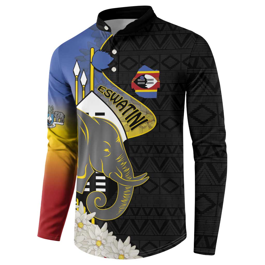 Eswatini Independence Day Button Sweatshirt Swaziland Nguni Shield African Pattern - Wonder Print Shop