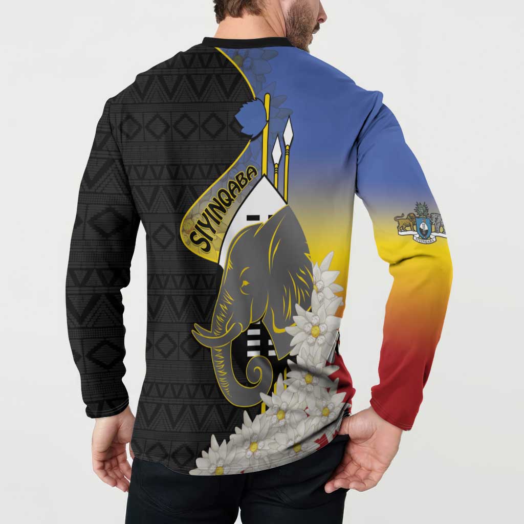 Eswatini Independence Day Button Sweatshirt Swaziland Nguni Shield African Pattern - Wonder Print Shop