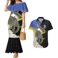 Eswatini Independence Day Couples Matching Mermaid Dress and Hawaiian Shirt Swaziland Nguni Shield African Pattern - Wonder Print Shop