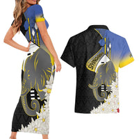 Eswatini Independence Day Couples Matching Short Sleeve Bodycon Dress and Hawaiian Shirt Swaziland Nguni Shield African Pattern - Wonder Print Shop