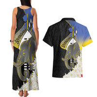 Eswatini Independence Day Couples Matching Tank Maxi Dress and Hawaiian Shirt Swaziland Nguni Shield African Pattern - Wonder Print Shop