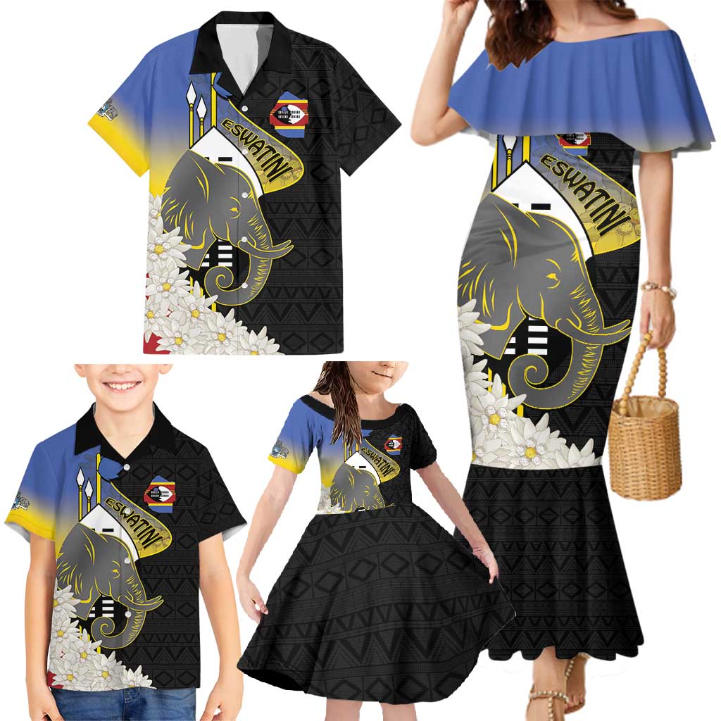 Eswatini Independence Day Family Matching Mermaid Dress and Hawaiian Shirt Swaziland Nguni Shield African Pattern - Wonder Print Shop